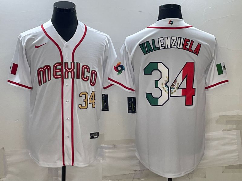 Men 2023 World Cub Mexico #34 Valenzuela White Nike MLB Jersey10